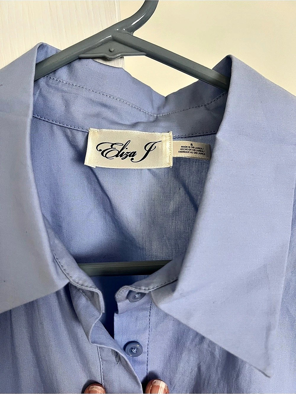 Eliza J Cap Sleeve Cotton Fit & Flare Shirtdress Blue Size 8 - Picture 5 of 7
